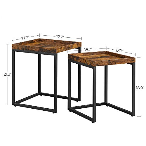 VASAGLE Coffee Tables, Set of 2 Side Tables, End Tables with Raised