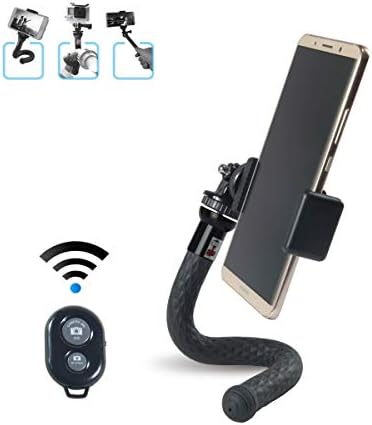 Flexible Phone Mount Holder, Lazy Phone Stand, Selfie Stick Handheld Monopod with Bluetooth Remote for Mobile Phone Compact Camera - Black