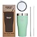Healthy Human Stainless Steel Tumbler with Straw & Lid | Splash Proof Insulated Travel Cup | Eco-Friendly Coffee Tumblers | Water Cups with Straws Cleaner and Splash Proof Lids (32oz, Seamist)