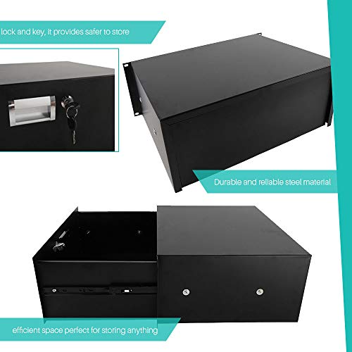 4u network cabinet 19" 4u Server Cabinet Case Rack Mount Dj Locking Lockable Deep Drawer with Key It Is Perfect for Storing Anything from Software Tools Paper Supplies Cable Management or Patch Cables