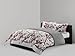 N Natori Cherry Blossom Duvet Cover Queen Size - Red, Grey , Cherry Blossom Duvet Cover Set – 3 Piece – 100% Cotton Sateen Light Weight Bed Comforter Covers