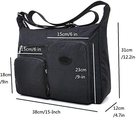 Efanliu Cross Body bag Ladies Handbags Large Women Shoulder Messenger Bag Nylon with Multi Pocket for Travel (Black) - Image 3
