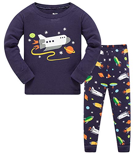 GSVIBK Boys Pajamas Kid Long Sleeve Cotton Pajamas Toddler Dinosaur Pajama Shuttle 6-7Years 251