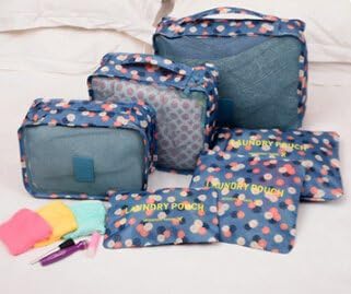 ONOR-Tech 6PC/ Set Multi-Functional Portable Travel Luggage Suitcase Clothes Underwear Packing Cubes Organizer Storage Bag Pouch (Floral Pattern(Dark Blue))