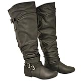 Twisted Women's Shelly Wide Calf Slouchy Over the Knee Faux Leather Fashion Boot