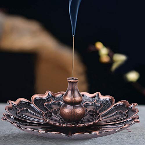 DK177 Brass Incense Sticks Holder Lotus Inscent Burner Disc for Resin Granular Powder Cone Coil Ash Catcher Cinnamon Organic Citronella - Thumbnail 5