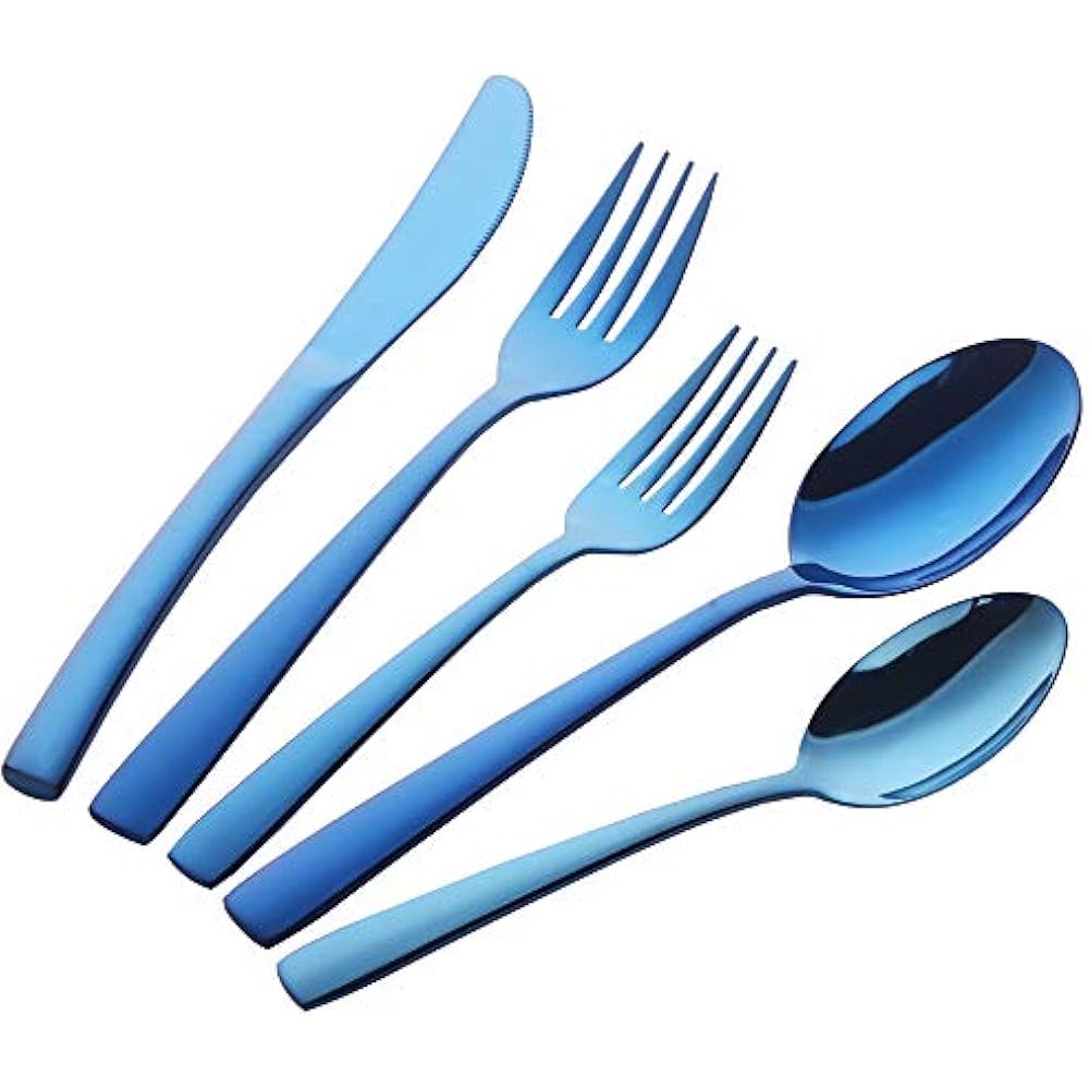 20-Pieces Flatware Sets Set, Blue Silverware Stainless Steel Reusable