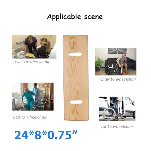 Slide Transfer Board with Handles,FSA Eligible,Made of Heavy-Duty Wood,Mobility Aid for Senior and Handicap,Load Capacity Up to 500 lbs,24×8×0.75