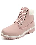 Minetom Mujer Retro Otoño Invierno Botines Calentar Botas De Nieve Anti-deslizante Lazada Zapatos Botas de Trabajo Pink EU 39