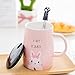 Angelice Home Cute Rabbit Mug Bunny Mug Funny Ceramic Coffee Mug with Stainless Steel Teaspoon Novelty Coffee Mug for Bunny Lovers Coffee Lovers