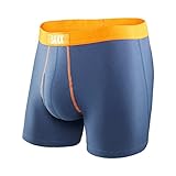 Saxx Mens 24-Seven Boxer Fly Boxers Underwear Large Ink/Sport Orange