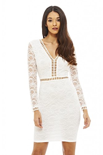 Ax Paris Womens Lace Ladder Detail Dress Cream Size 8 | Desertcart Gambia
