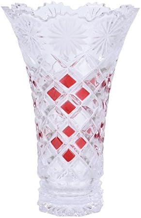Glass Vase - Frosted/Red (210mm)