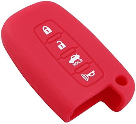 BACAI Remote Silicone Shell Case Cover For Hyundai 4 Button Smart Key Protective (Red)