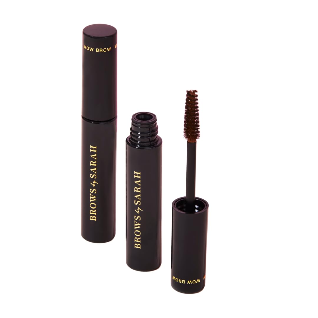Sarah Wow Brows - 3 in 1 Brow Mascara, Long Lasting Sculpt & Growth, Vegan Formula - Mocha