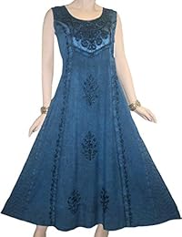 Agan Traders 1004 DR Vestido de sol gótico, vintage, sin mangas, bordado, casual, chic, de torsión