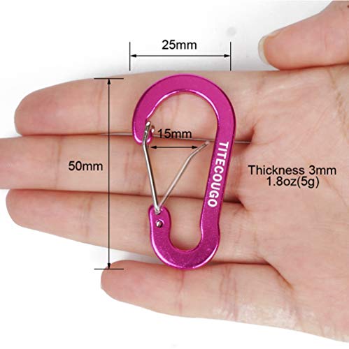 Carabiner Clip,Aluminum D-ring Locking Carabine Flat D-Shape Lock Snap Backpack Water Bottle Keychain Climbing Gear Accessories EDC Camping Tent Multi Function Tool Multiple Colors Rose red 5Q VC37 - Thumbnail 2