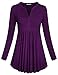SeSe Code Plus Size Work Long Sleeve Blouse for Women Dressy Empire Waist Tunics Loose Fitting Tops Wear with Leggings Purple
