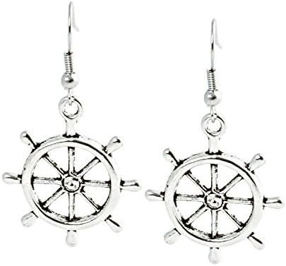 Geralin Gioielli Women Earrings Silver Ships Steering Wheel Dangle Earrings Vintage Fashion Vintage