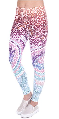 Ndoobiy Women's Printed Leggings Full-Length Regular/Plus Size Yoga Workout Leggings Pants Soft Spanx Capri L1(ZI Circle PS)