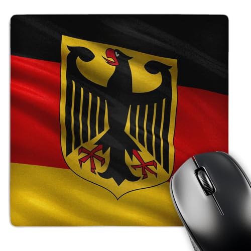 3dRose Flag of Germany with coat of arms - Mouse Pad, 8 by 8 inches (mp_171864_…