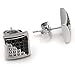 Large Square Half White/black Cubic Zircon Ear Stud Earrings for Women/Men 9mm