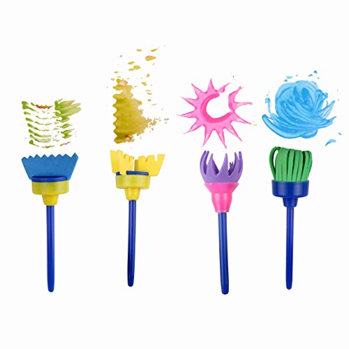 25 Pieces Kids Sponge Painting Brushes for Early Learning Mini Flower Sponge Brushes Drawing tools (multicolor) - Thumbnail 6