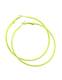 IDB - Pendientes de aro grandes de acero inoxidable clásicos, 2.323 x 2.480 x 0.079 in, varios colores a elegir