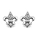 925 Oxidized Sterling Silver Filigree Fleur De Lis Symbol Small Post Stud Unisex Earrings 15 mm