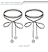 Besteel 2 PCS Necklaces for Women Long Black Velvet PU Leather Chain Tassel Necklace Set Coin Pendant