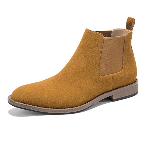 GM GOLAIMAN Men's Chelsea Boots Slip On - Suede Boot Fashion Office Prom Wedding Gifts Botas Invierno Hombre(4 Brown-10 D (M) US)