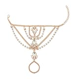 Ingemark Statement Crystal Wedding Bridal Charm Bracelet for Women Adjustable Rhinestone Gold Silver Bangle (Golden)