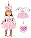 iBayda 2pc/Set Long Sleeve Veil Soft Unicorn Doll Dress Clothes with Headband for 18 inch Girl, Journey Girl Dolls