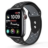 RUOQINI Compatible for Apple Watch 42MM 44MM, Dual-Color Soft Silicone Sport Replacement Band Compatible for Apple Watch Series 4/3/2/1,Black/Gray M/L Size