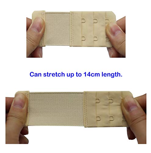 Bra Extender 2 Hook,Stretchy Soft and Comfortable Bra Strap Extender - 4 pcs Pack (Beige)