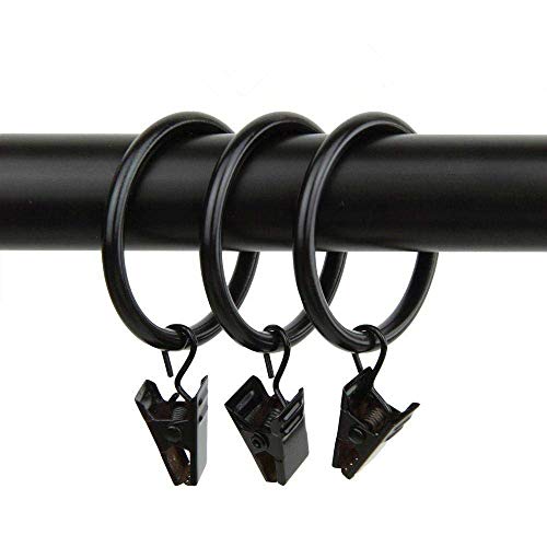 Xin store 40-pack Black Metal Curtain Rings with Clips (1.5")