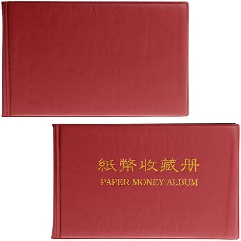 Coin Storage Book,Paper Money Pocket Wallet Currency Banknote Collection Album For 20 Notes Pages (Red)
