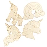 Bright Creations Unfinished Wood Cutouts for DIY Crafts (24 Pack), Rainbow Unicorn