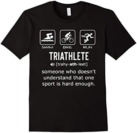 Mens Funny Triathlon Shirt- Triathlete Definition Swim, Bike, Run Large Black