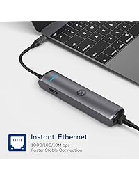 Utaxo USB C Hub, 6 en 1 Premium USB C adaptador Dongle con 4K HDMI, 3 x USB 3.0 puertos, 1 Gbps puerto Ethernet, 1 USB Tipo C puerto de carga para MacBook Pro 2018, portátiles y más dispositivos USB C