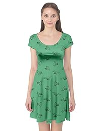 CowCow - Vestido de manga corta con estampado de dinosaurios para mujer, tallas XS-5XL