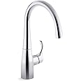 KOHLER 22034-CP Simplice Single Handle Kitchen Bar Faucet, Prep Sink Faucet, Polished Chrome