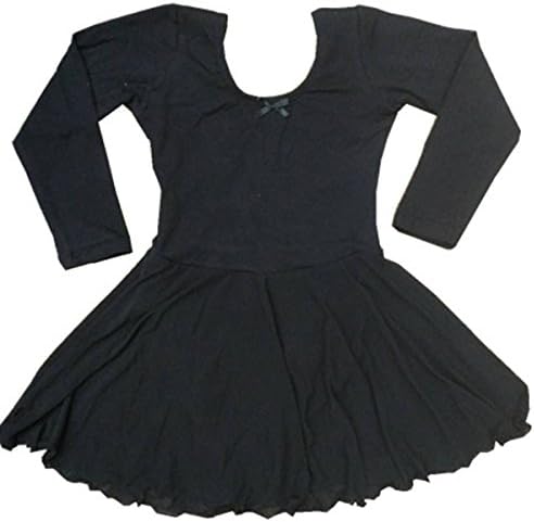 Lovelyprincess Girls Black Leotard Dress Long Sleeve Baby Ballet Dance Skirt,Size For 4T