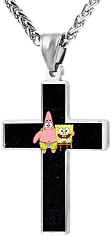 Only1SY Fashion Spongebob Cross Lord's Prayer Religious Jewelry Pendant Necklace