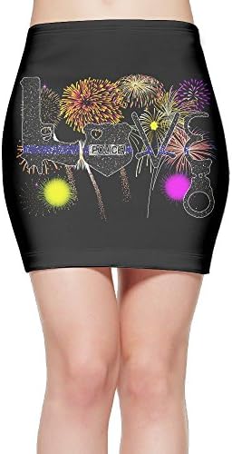 Love Thin Blue Line Police Glitter Women's Comfort Stretchable Above The Knee Pencil Skirt 17"