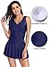 MiYang Women's Plus-Size Flower Printing Shaping Body One Piece Swim Dresses Navy Blue XXX-Large (US 22W-24W)