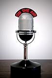 Retro Microphone with an 'on the Air' Illuminated Sign on a Desk Peel and Stick Fabric Wall Sticker by Wallmonkeys Wall Decals - 24 Inches H x 16 Inches W