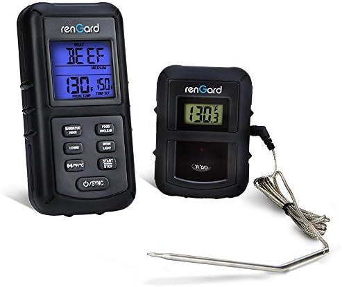 Digital Probe Wireless Barbecue Cooking Thermometer RG-07 - Personalized settings; Countdown &amp; count up timer; Alarm; 0C/ 0F Selector - Best Choice to monitor your BBQ, Smoker, Grill or Oven temp
