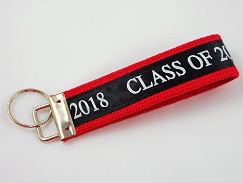 Class of 2018 Wristlet Key Fob Keychain Red