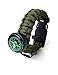 Off-Grid Gear Survival Paracord Bracelet with Updated Waterproof Compass, Knife/Scraper tool, Flint and Bottle Opener - Army Green